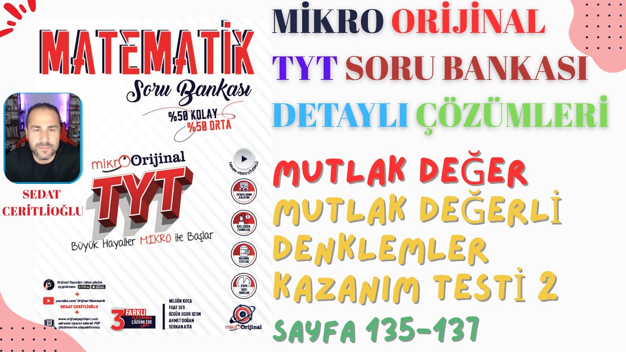 2026 MİKRO ORİJİNAL TYT SORU BANKASI ÇÖZÜMLERİ SYF135-137 #orijinalmatematik #mikroorijinal #yks2026