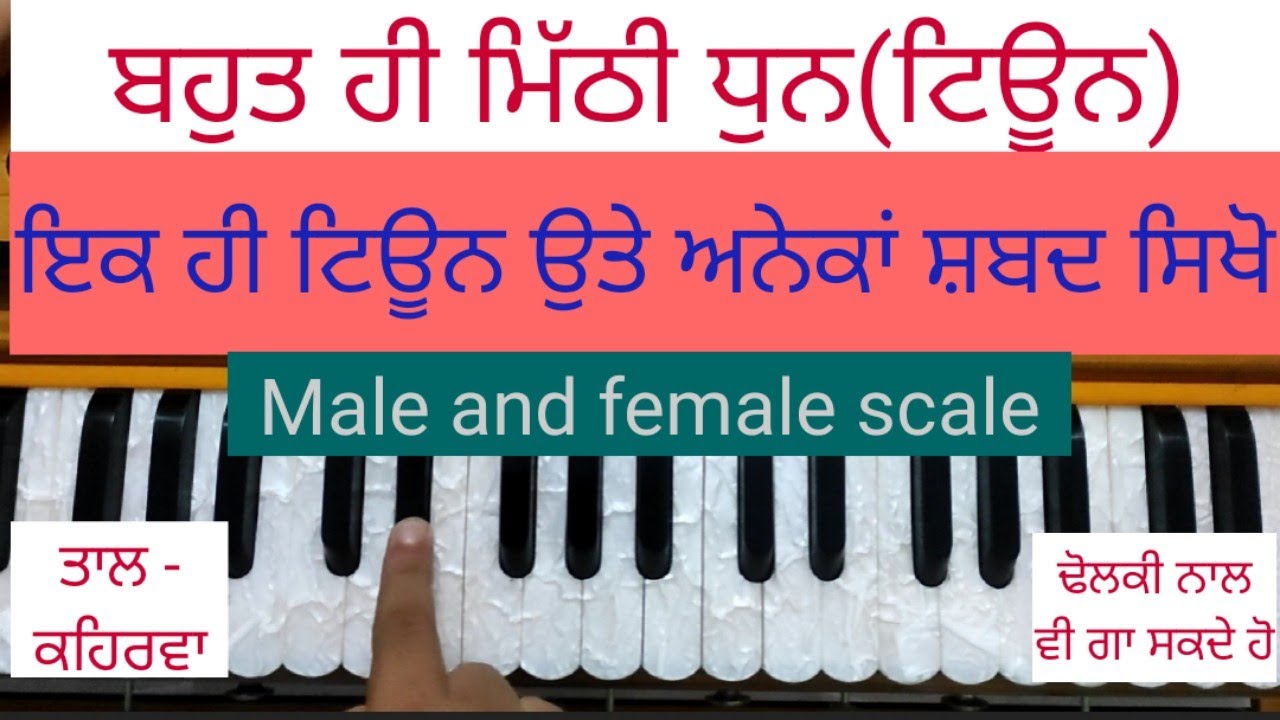 ਇਹ ਟਿਊਨ ਹਰਮੋਨੀਅਮ ਉਤੇ ਵਜਾਉਣੀ ਸਿਖ ਲਈ ਤਾਂ ਕੋਈ ਵੀ ਸ਼ਬਦ ਅਸਾਨੀ ਨਾਲ ਗਾ ਸਕੋਗੇ/Learn Kirtan/Male Female Scale