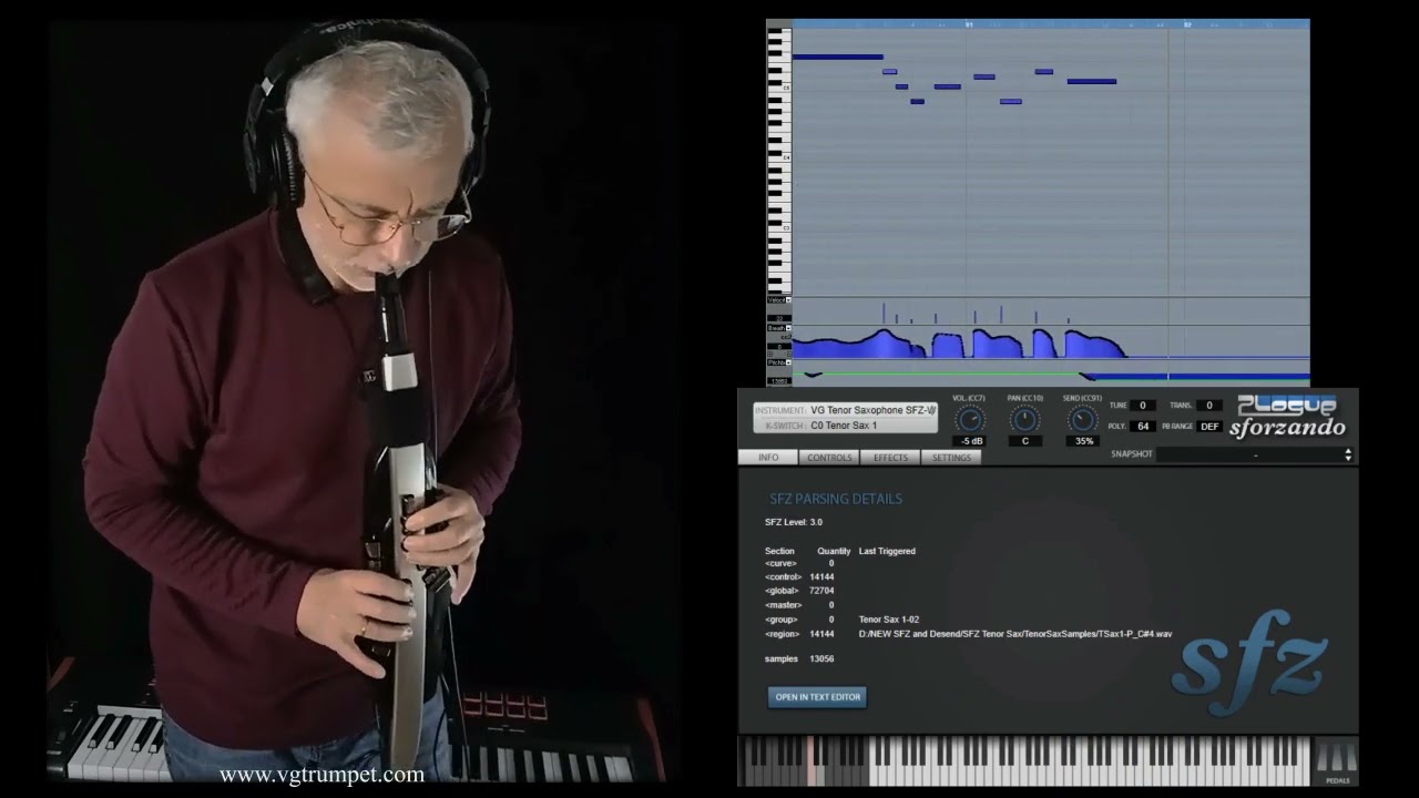Roland Aerophone Pro AE-30 and Tenor Sax SFZ sample library for free Sforzando and Aria Player