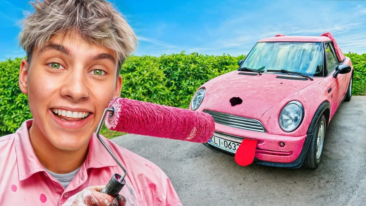 PRZEROBIŁEM MU AUTO NA RÓŻOWEGO PSA PRANK