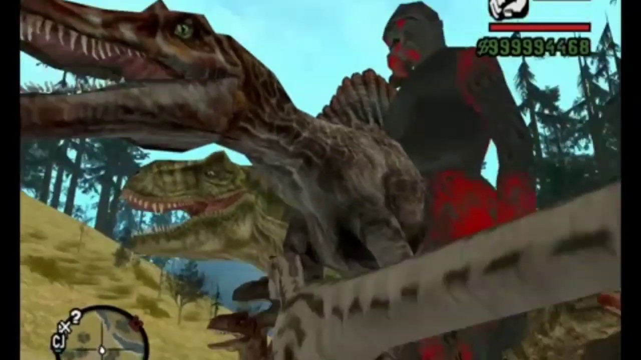GTA San Andreas Jurassic park - King Kong Vs Cops + CJ + Billy with old music