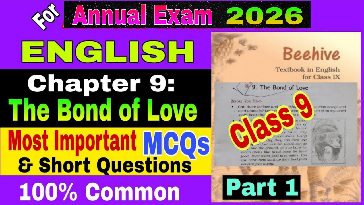 The Bond of Love / class 9 english chapter 9 question answer & MCQ #class9english