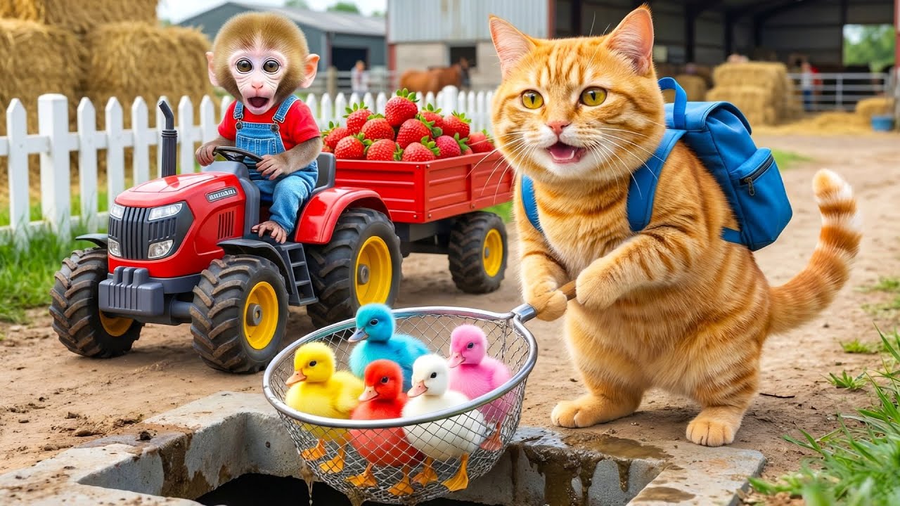 🐵🐱 Monkey & Fat Cat Rescue a Colorful Duck Family and Help Them Build a New Home