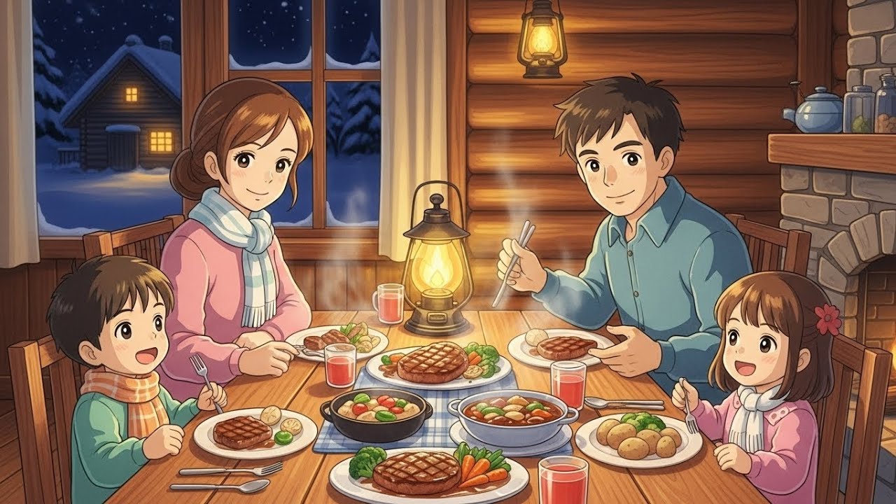 Cozy Winter Camping in a Van 🚐 | Rain to Snow ASMR | Anime Ambience (Ghibli-Inspired)