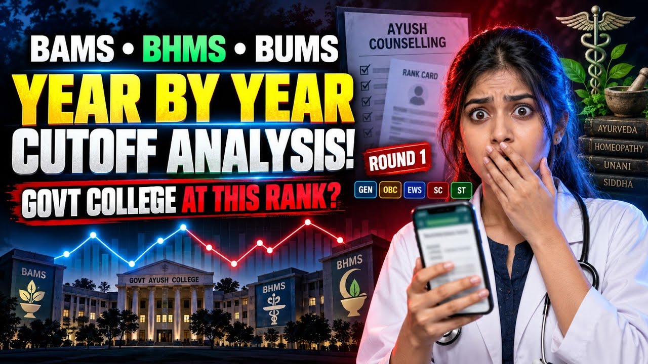 BAMS, BHMS & BUMS Govt College Cutoff 2026 😱 | Category-Wise Closing Rank | AYUSH Counselling