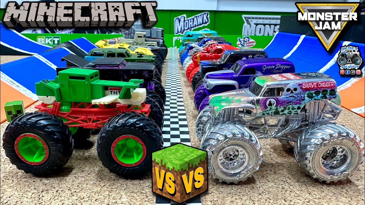Toy Diecast Monster Truck Racing Tournament | Round #34 | Custom MINECRAFT 🆚 MonsterJam - WHO WINS?