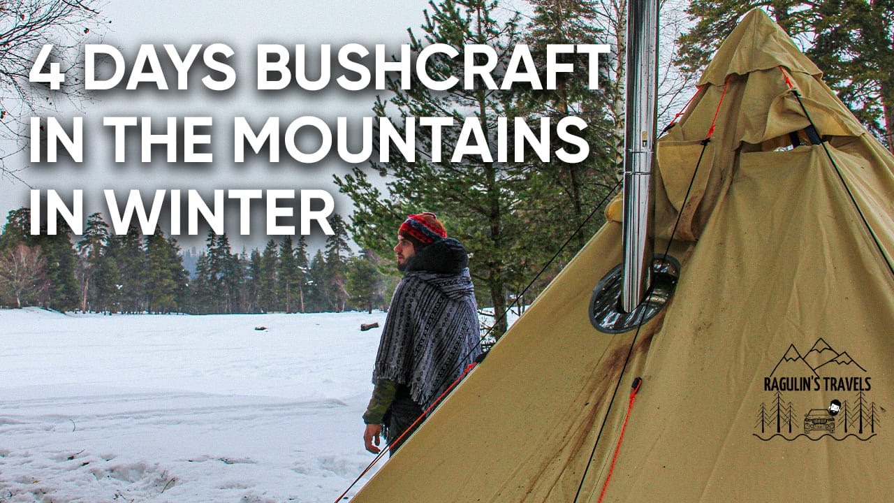 Палатка с печкой зимой в горах | 4 дня в лесу