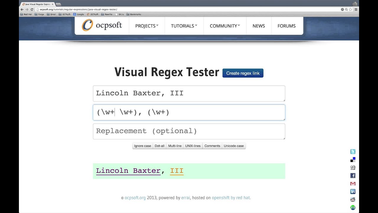 OCPsoft Visual Regex Tester with Syntax Highlighting