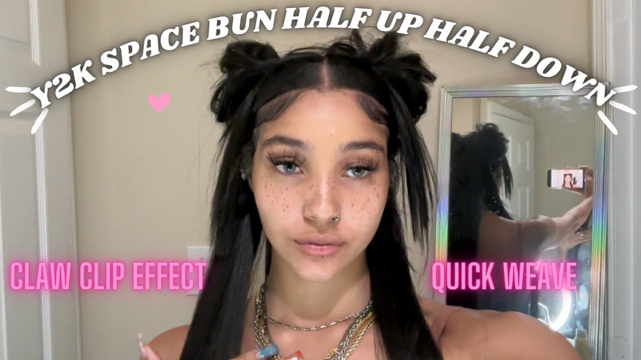 TUTORIAL: CLAW CLIP EFFECT half up half down quick weave