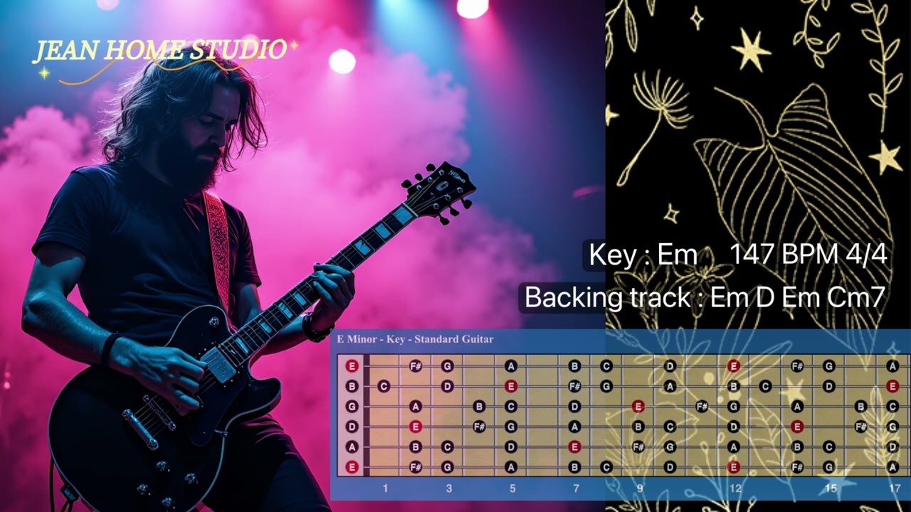 Progressive Metal Ballad Backing track for Guitar. KEY Em : 147 BPM 4/4