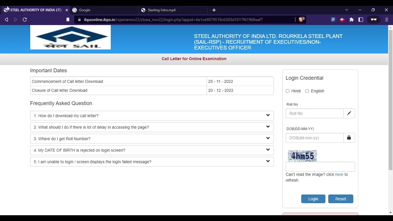 SAIL RSP Admit Card 2022 (Out) - Download Rourkela Steel Plant 2022 Admit Card Here