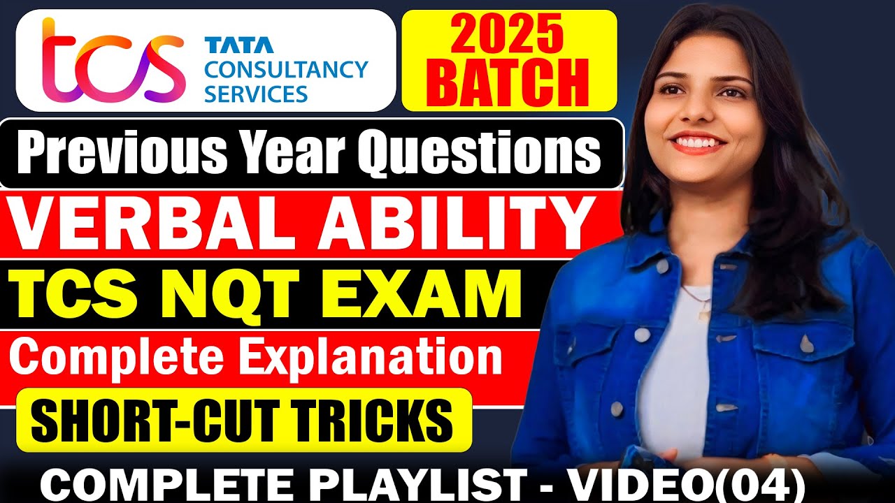 TCS NQT Previous Year Verbal Ability Questions | Video: 04 | TCS NQT Verbal Ability Questions #tcs