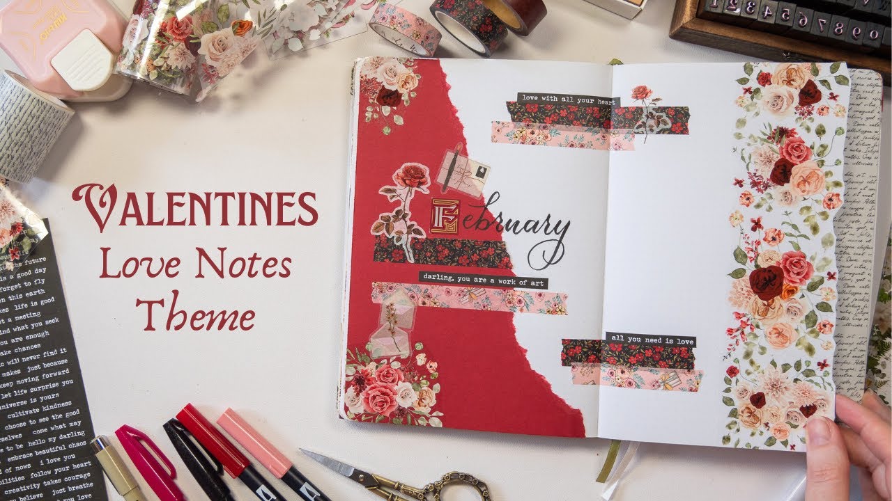 February Love Letters Bullet Journal Theme Setup 📖 Mystery Journal