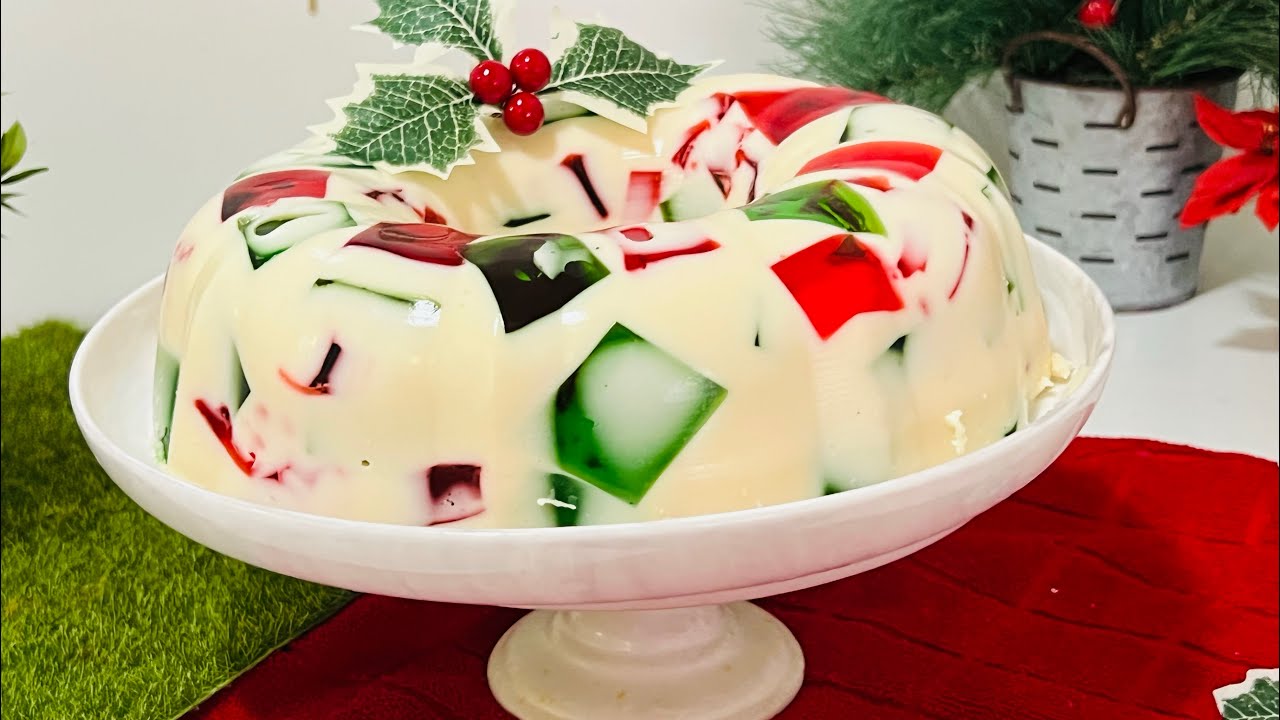 BROKEN GLASS JELLY PUDDING | CATHEDRAL WINDOW JELLY DESSERT| බ්&zwj;රෝකන් ග්ලාස් පුඩිම