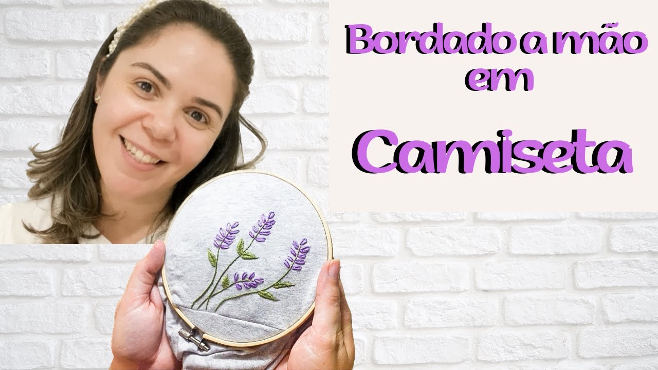 Bordado a mão em camiseta | Como bordar raminhos de lavanda | Bordado fácil | Faça você
