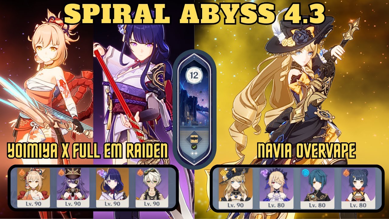 C0 Yoimiya x Full EM Raiden Overload & C0 Navia Overvape | NEW 4.3 Spiral Abyss | Genshin Impact