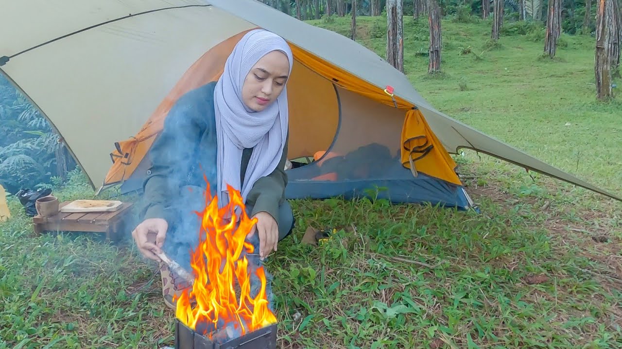 Dry season is coming! Simple Campfire Cooking ASMR, Solo Camping in the wilderness