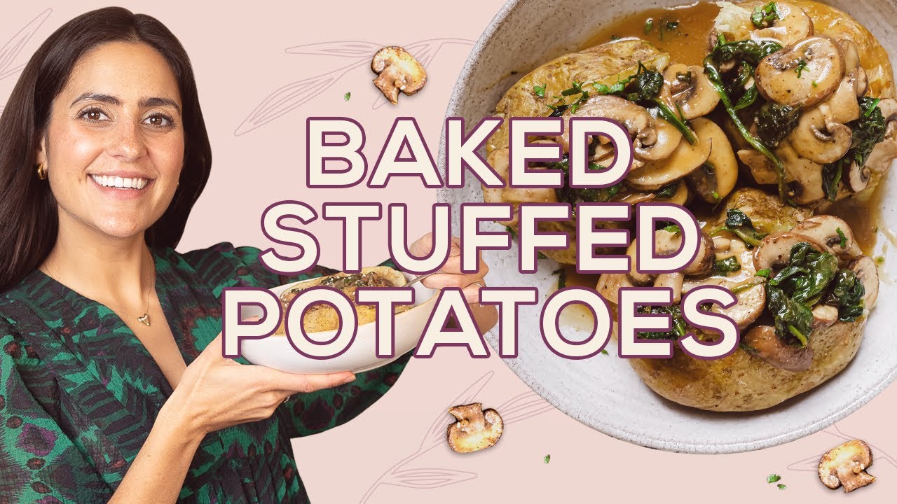 Stuffed Potatoes Recipe with Mushroom and Spinach - Two Spoons