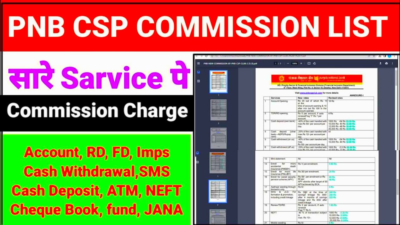 PNB BC COMMISSION LIST, सभी Sarvices पे पाय Commission, New Rate,  Average Rate सारी जानकारी 2024