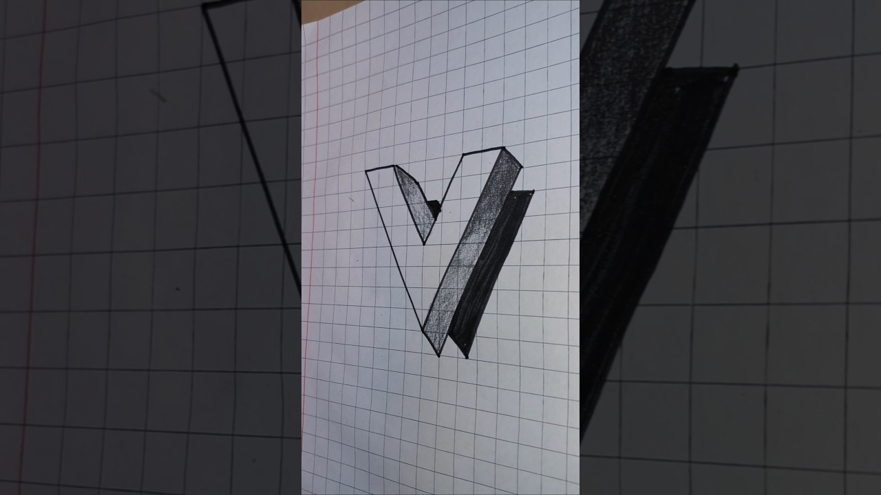 3d drawing letter V/ Easy 3d drawing ideas