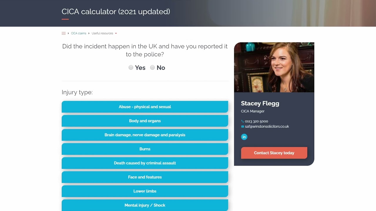 How to use the criminal injuries compensation calculator