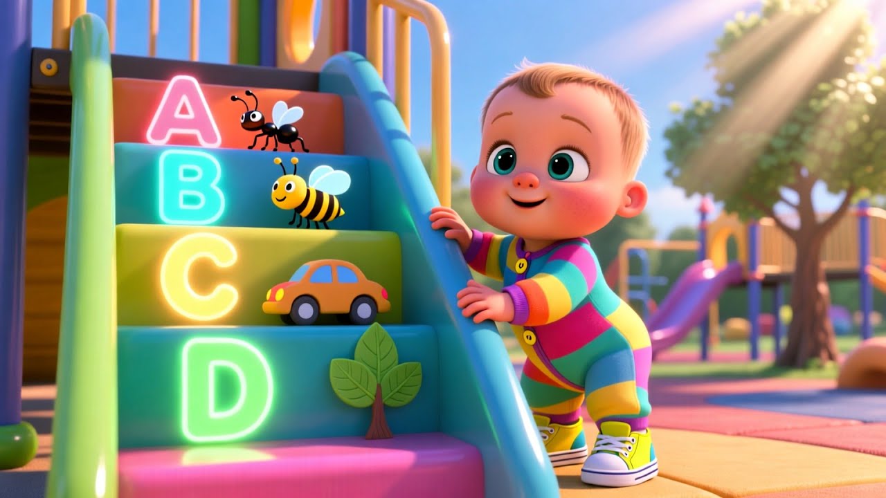 Colorful Slide Learning Fun 🌈🎢 ABC & Numbers Song for Kids | Learn Letters & Counting