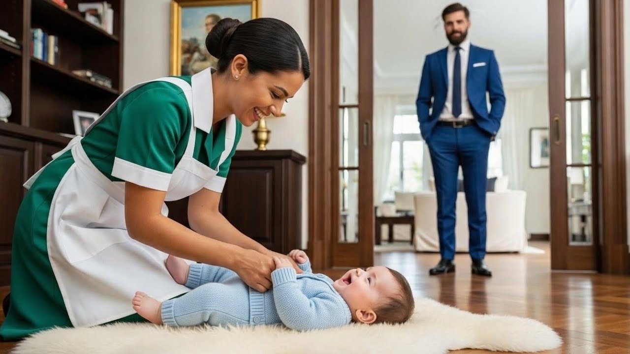 O BEBÊ DO EMPRESÁRIO NÃO SORRIA… ATÉ QUE A FAXINEIRA DESCOBRIU ALGO QUE DEIXOU TODOS EM PÂNICO