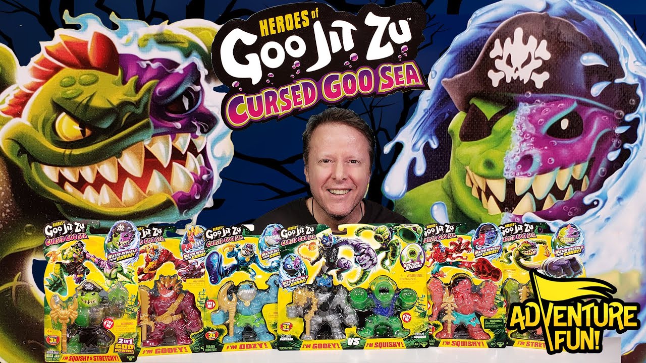 Обзор забавной игрушки «7 героев Goo Jit Zu «Cursed Goo Sea»», включая ультраредкую фигурку Rock ...