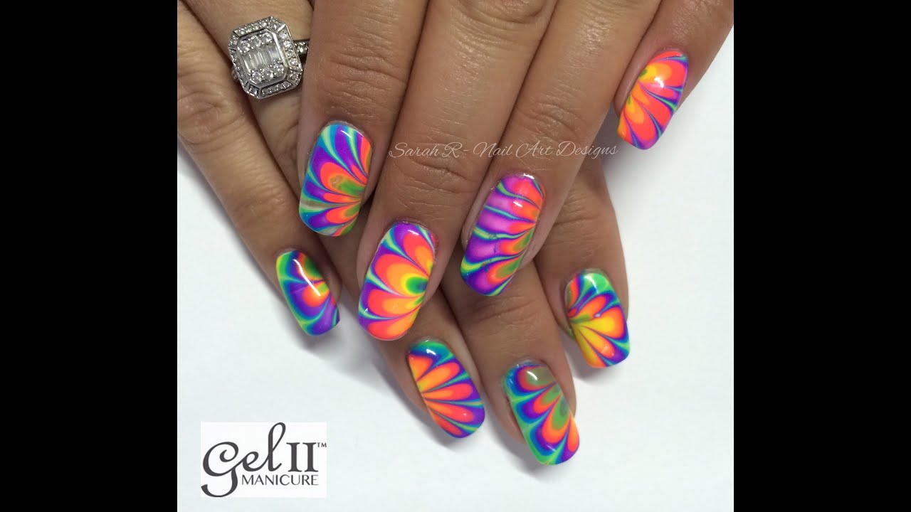Neon Rainbow Water Marble Nail Art | China Glaze Electric Nights