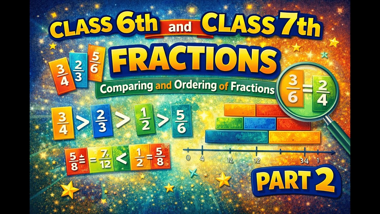 Class 6th and Class 7th topic FRACTIONS Comparing and Ordering of Fractions Part 2
