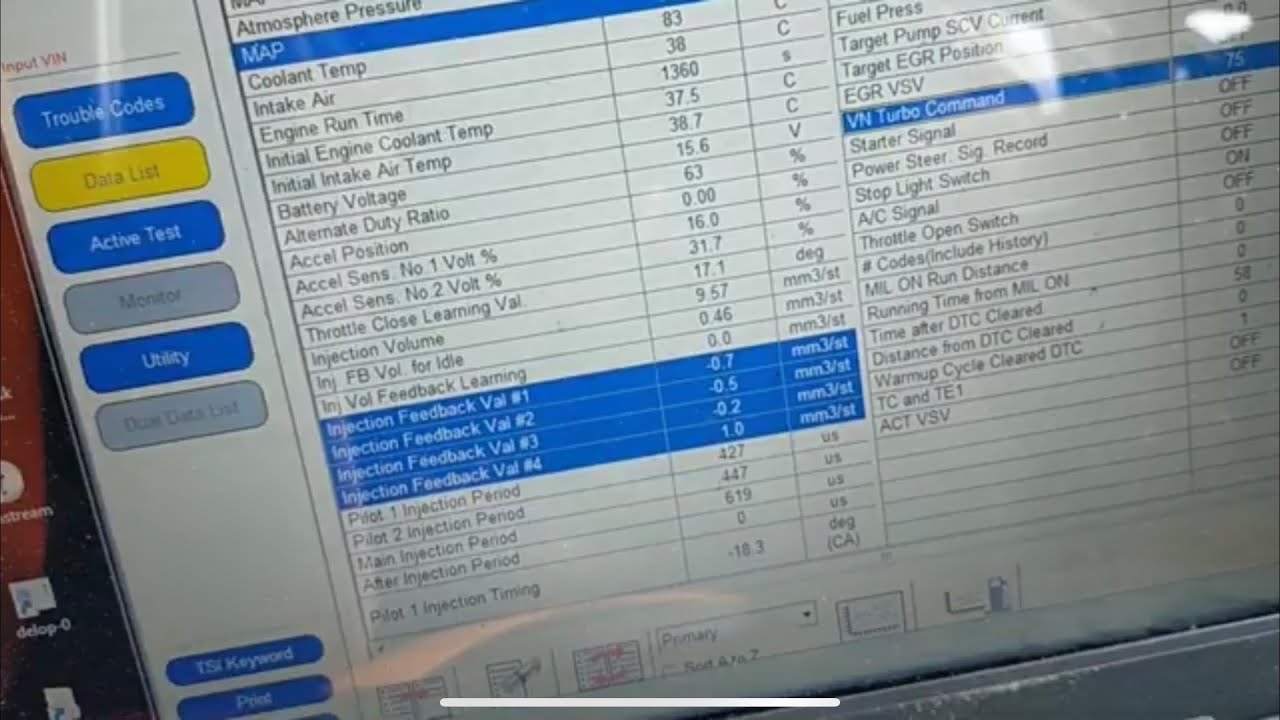 قراءه اللايف داتا لمحركات تيوتا الديزل باستخدام برنامج تكستريم Toyota injector live data techstream