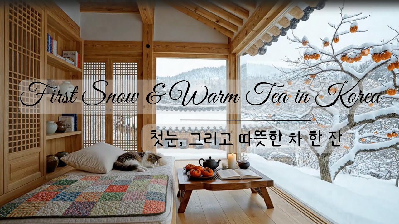 Winter in Korea ASMR ❄️ First Snow & Warm Tea | Sleep & Focus (한옥의 겨울, 첫눈)