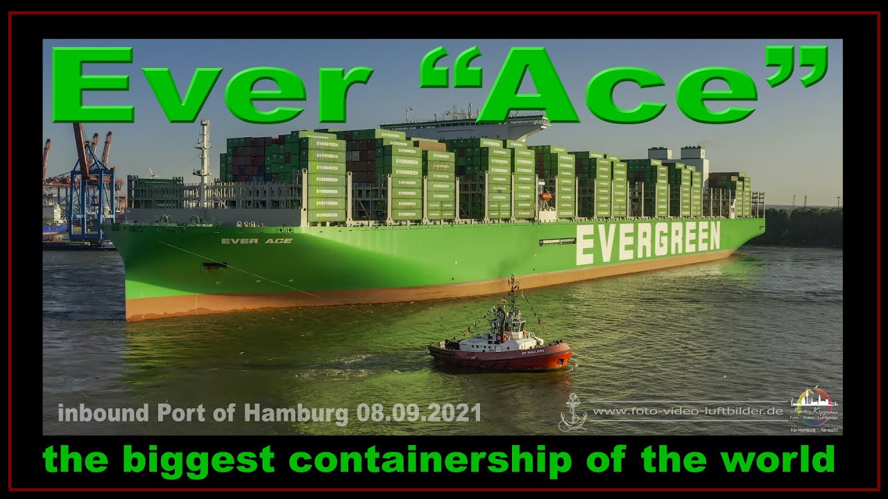 Ever Ace 08.09.2021  Erstanlauf Hamburger Hafen / Das größte Containerschiff der Welt/ Drone-Video
