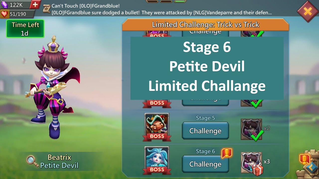 lords mobile Petite Devil Stage 6 | Limited Challenge Trick vs Trick Stage 6 | Beatrix stage 6