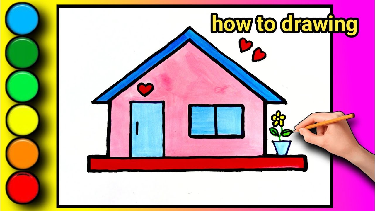 How to draw house easy🏠| simple house drawing | home drawing 