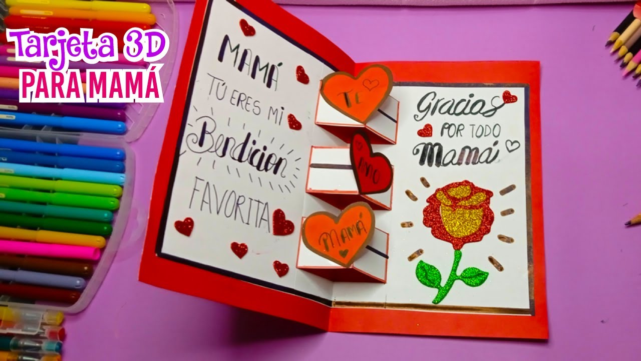 BONITA TARJETA 3D PARA MAMÁ, tarjetas para el dia de la Madre❤