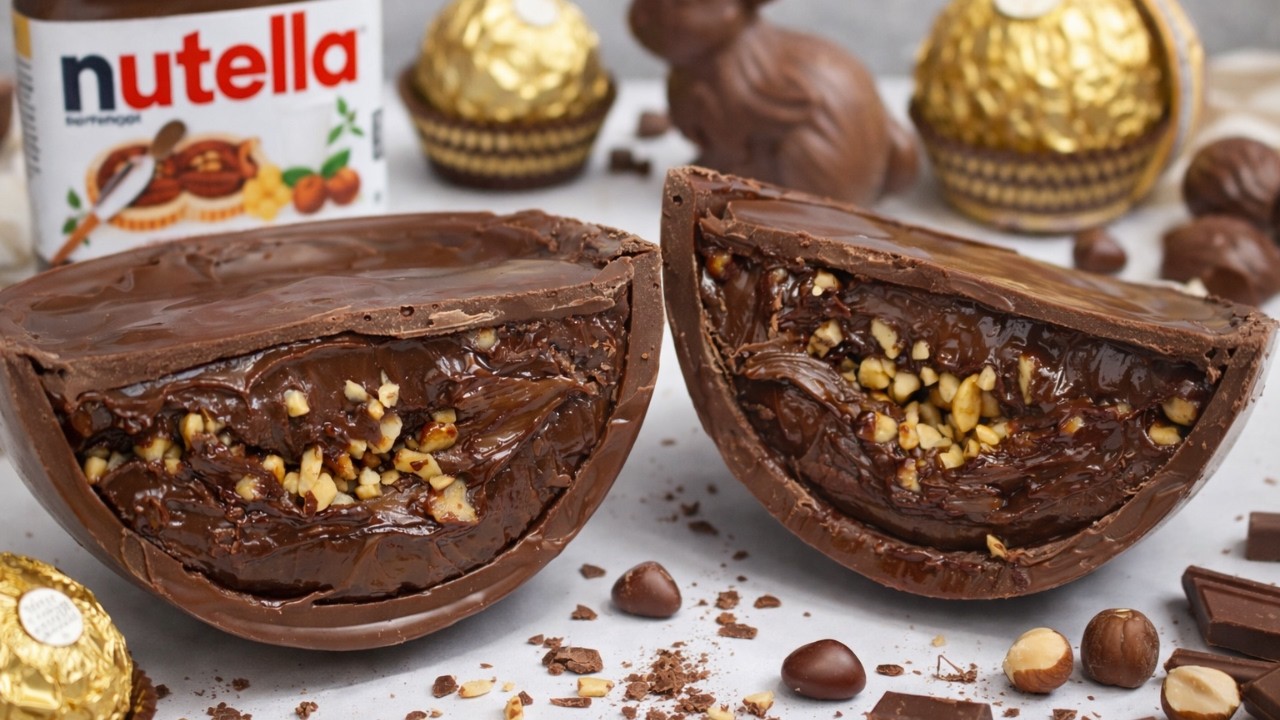 🔥 CASCA RECHEADA TIPO FERRERO ROCHER – O Ovo de Páscoa MAIS CREMOSO que você vai ver!