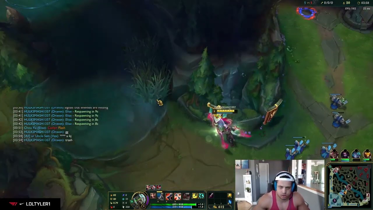 Tyler1 runs it down in 3rd minute 