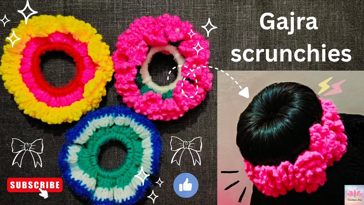 Super easy!!! Crochet scrunchie and gajra!! 🧶💗 Easy beginner tutorial 