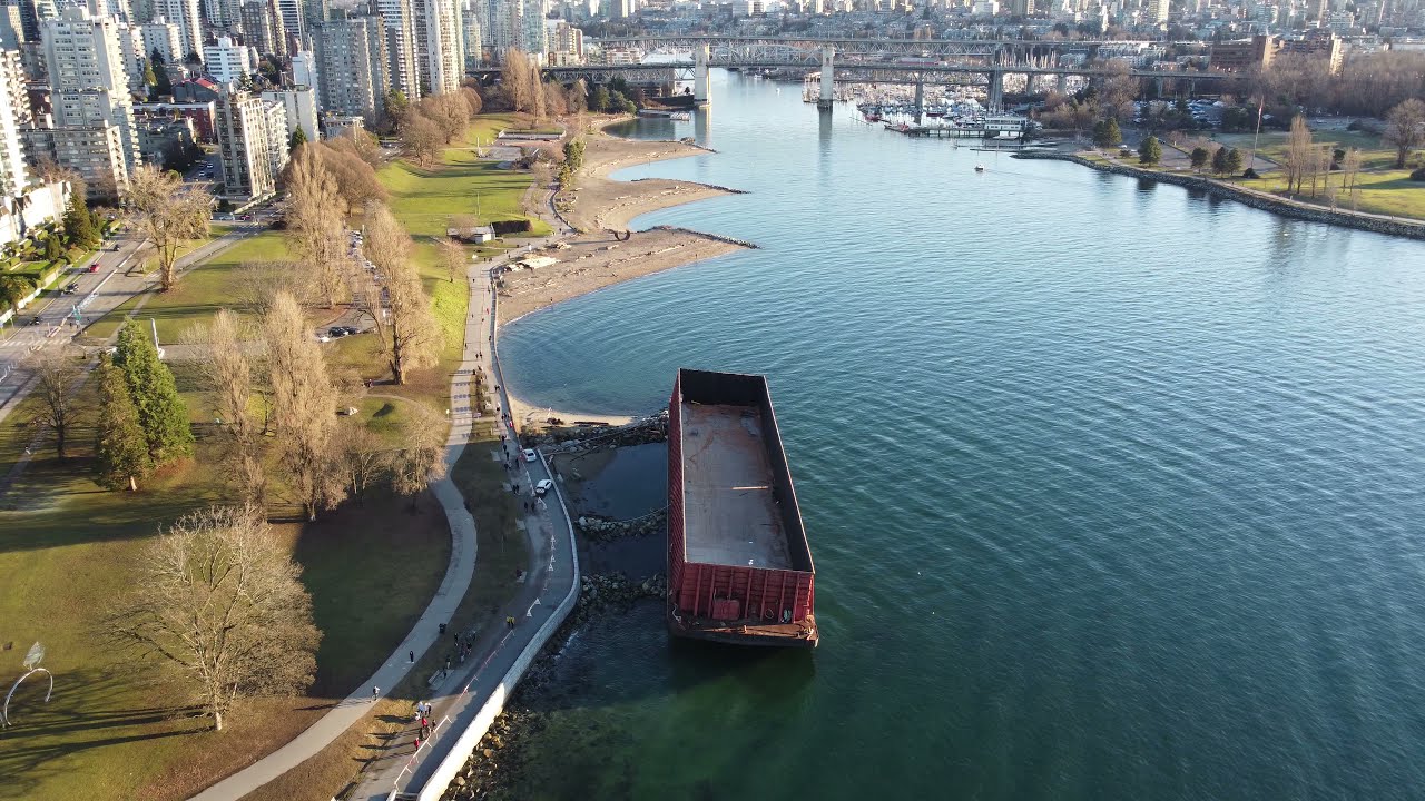 2021 December 20 - English Bay and a Beached Barge