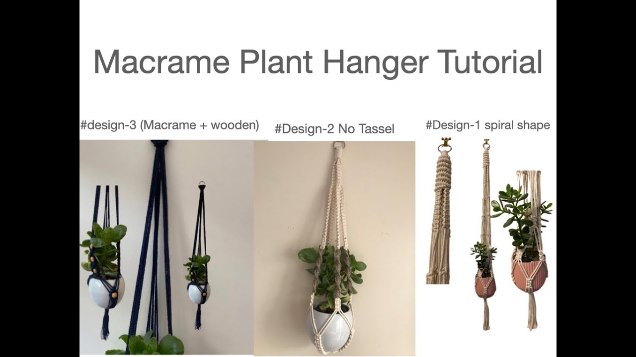 3 मैक्रैम प्लांट हैंगर ट्यूटोरियल हिंदी में !! 3 Macrame Plant Hanger Tutorials,Boho Plant Hanger!!