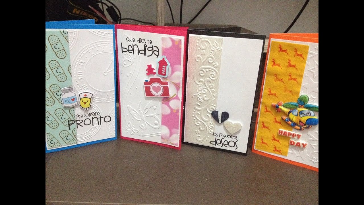 Tutorial: tarjetas scrapbook faciles: 4 motivos un solo diseño/ easy cards DIY