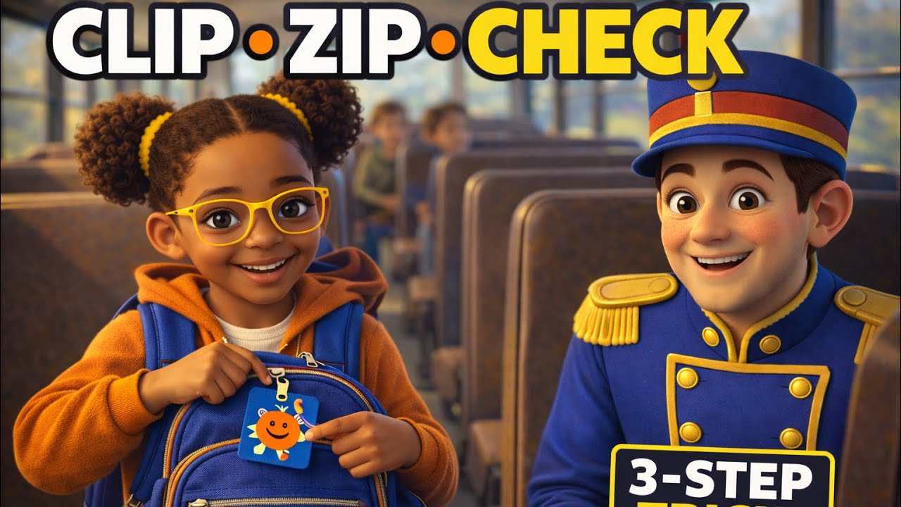 Lost Backpack Tag?! The “Clip-Zip-Check” Challenge (Gigglepants on the Bus!)