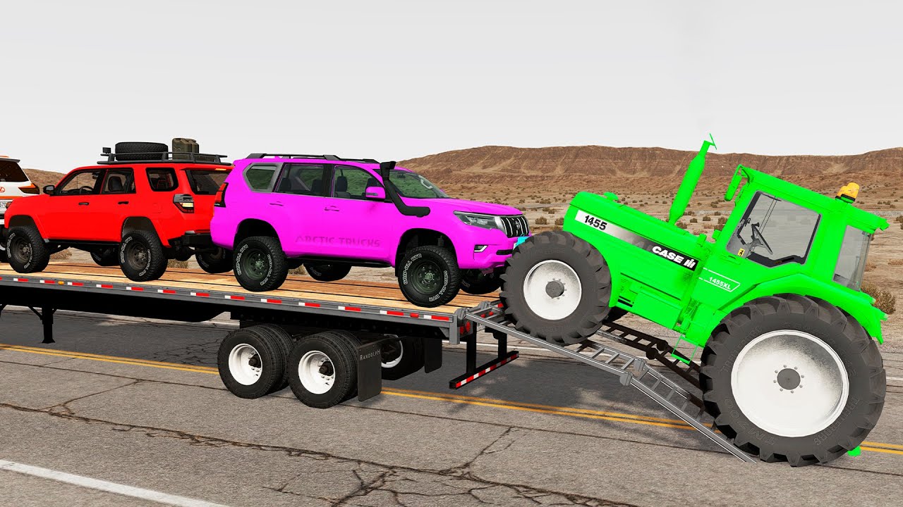 Flatbed Truck Mcqueen | Transportation with Truck - Pothole vs Car #192 - BeamNG.Drive