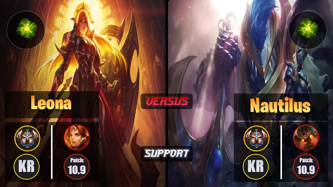 Challenger LEONA [Aftershock] (Support) VS  NAUTILUS - Challenger KR Patch 10.9