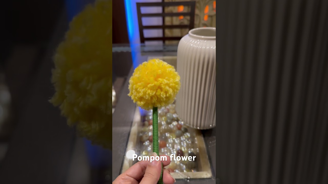 Pompom flower #pompom #pompomflower #handmade #pinterest #shorts #trending #viral #flowers