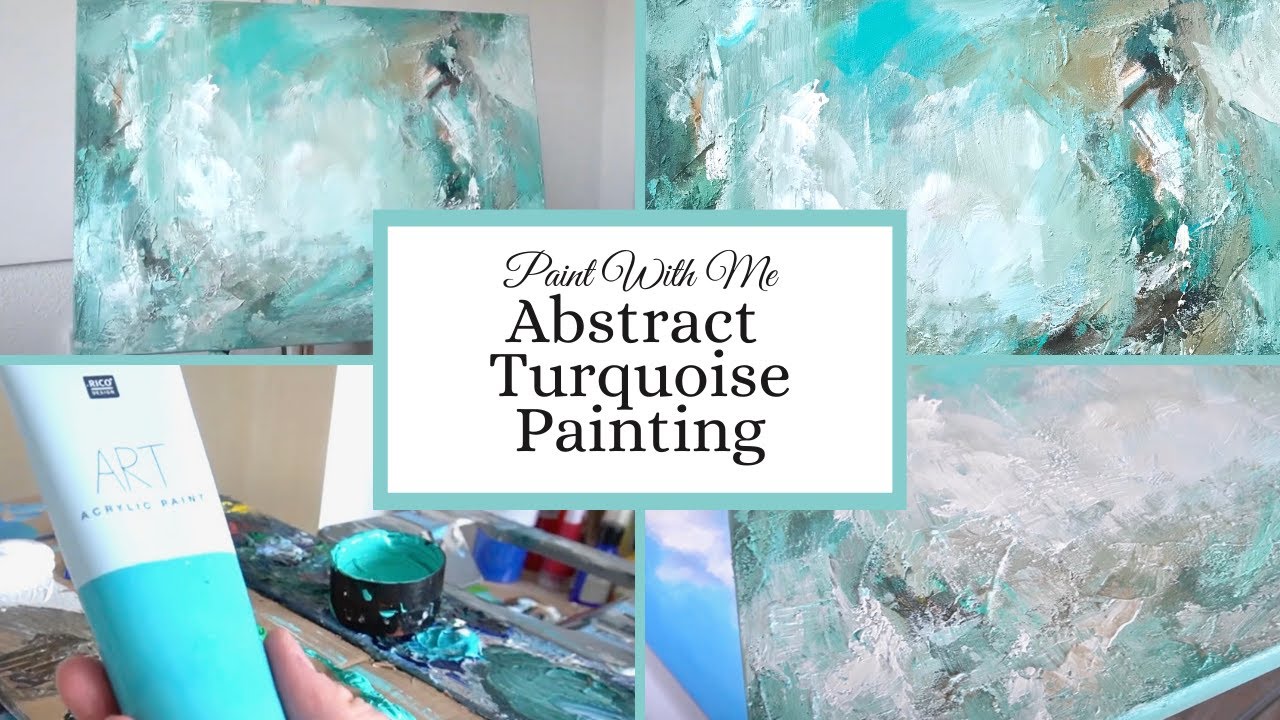 Abstraktes Gemälde in Türkis mit Struktur 🤍🐬🐚 Aquatöne Acrylmalerei auf Leinwand