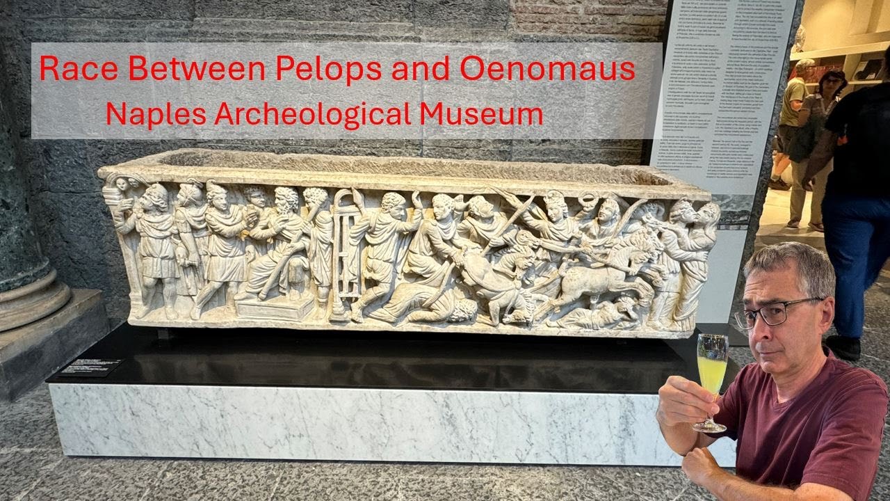 Chariot Race Between Pelops and Oenomaus on Roman Sarcophagus: Naples Archeological Museum #history