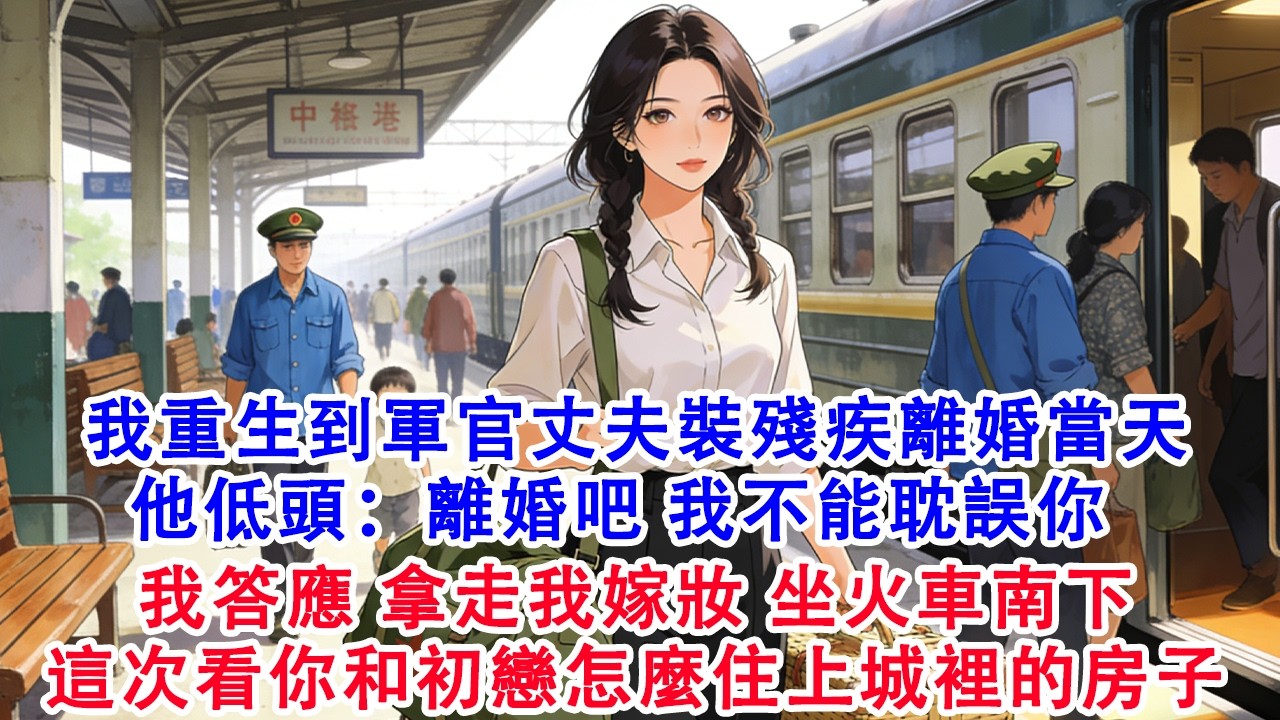 【完結爽文】我重生到軍官丈夫裝殘疾要離婚當天 他低頭：離婚吧 我爽快答應 我拿走我嫁妝 坐火車南下 這次看你和初戀怎麼住上城裡房子#故事 #重生 #爽文 #重生故事 #情感 #小說 #完結 #動漫