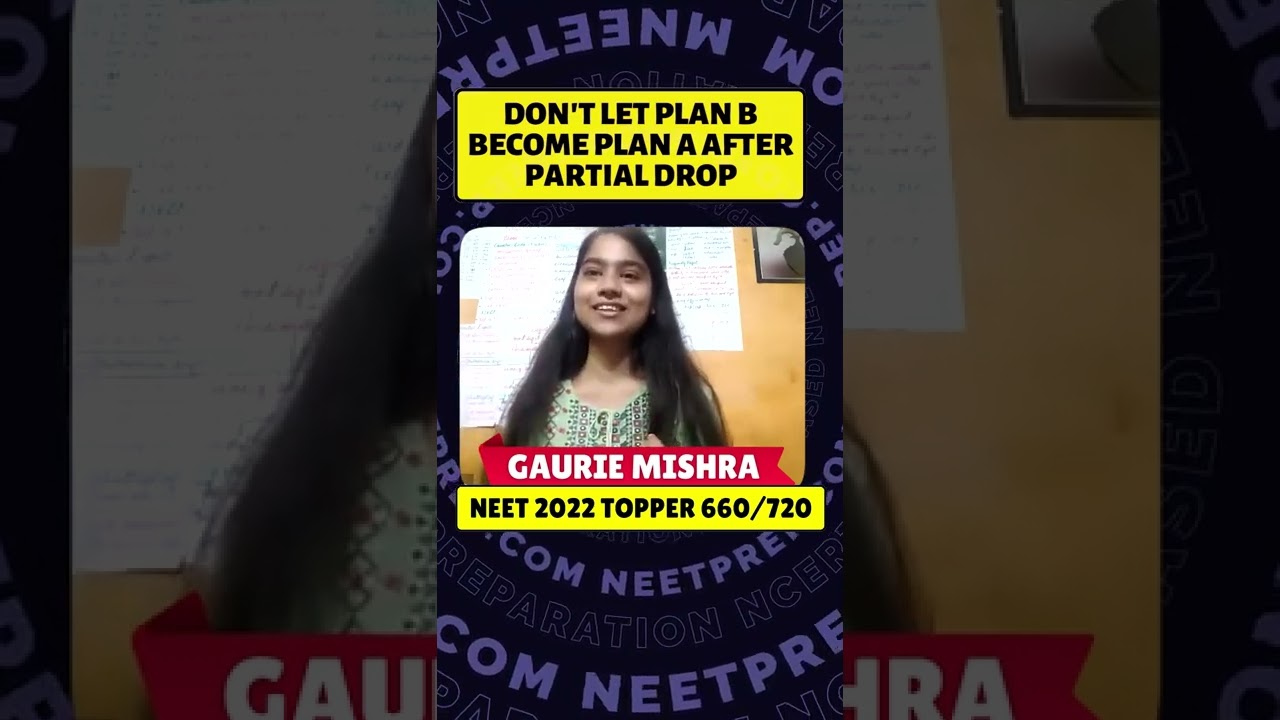 Gaurie's Message to Partial Droppers - If it is Plan B, Don't make it Plan A - Your Dream is MBBS!!